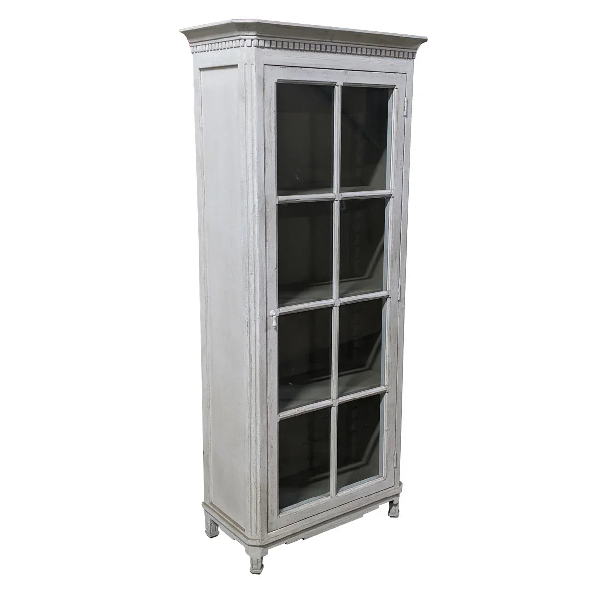 Armoire à porte vitrée blanche antique