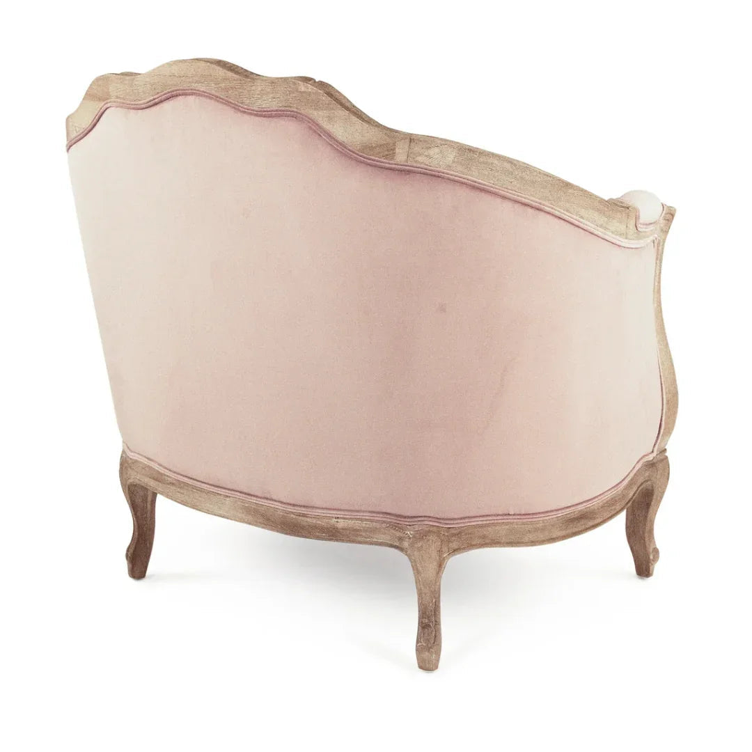 Fauteuil d'appoint français en velours rose poudré