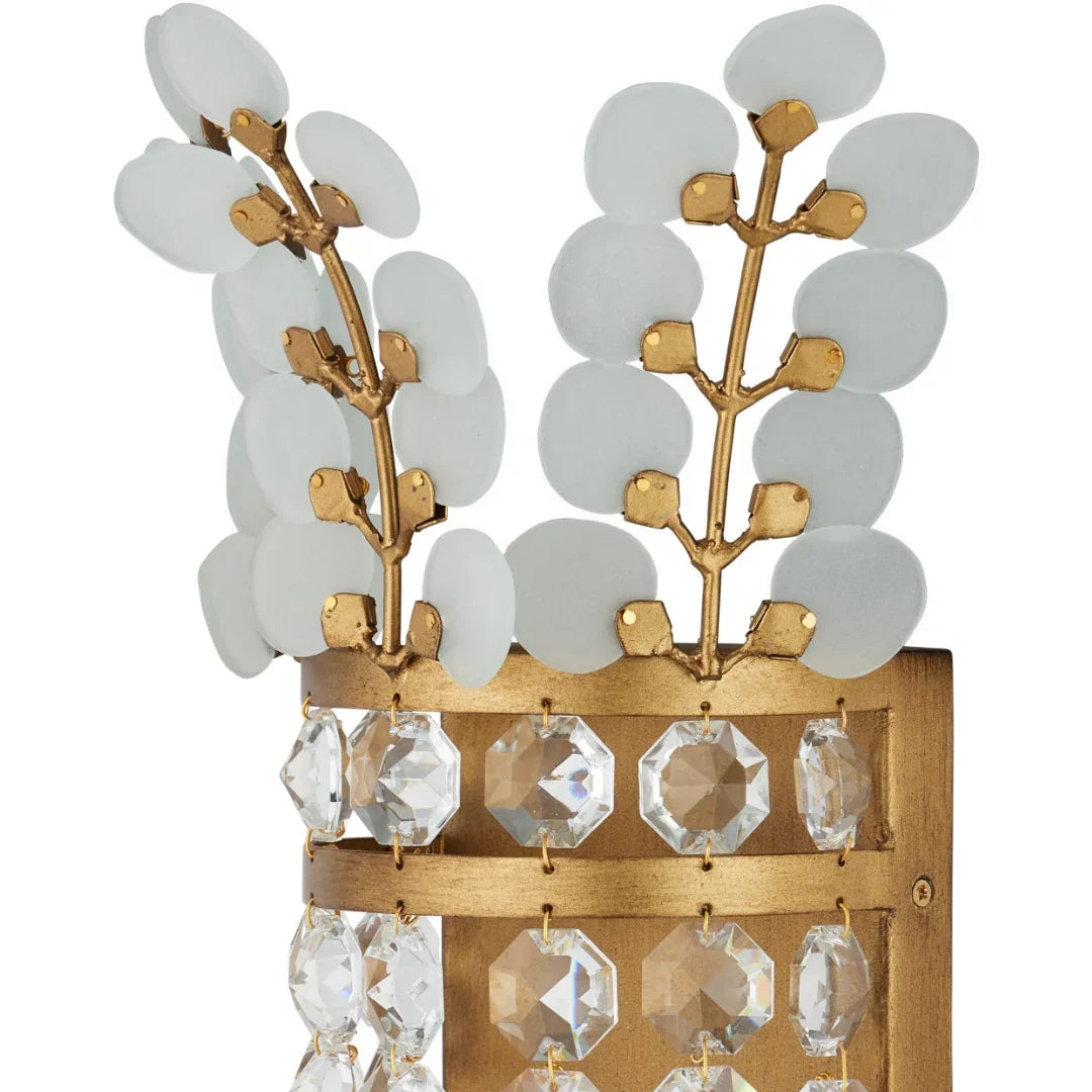 Applique murale en laiton et cristal en forme de couronne