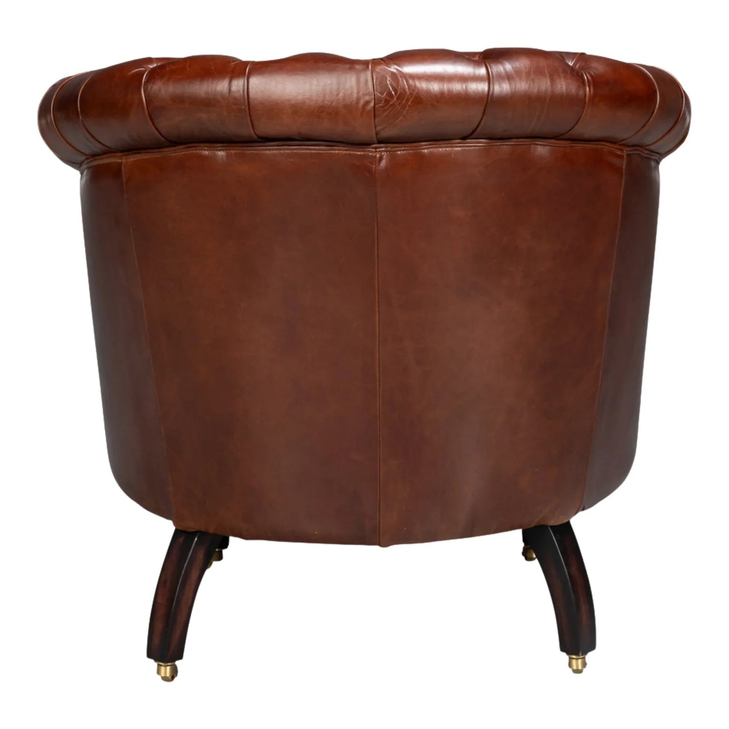 Fauteuil Chesterfield classique marron en cuir tonneau