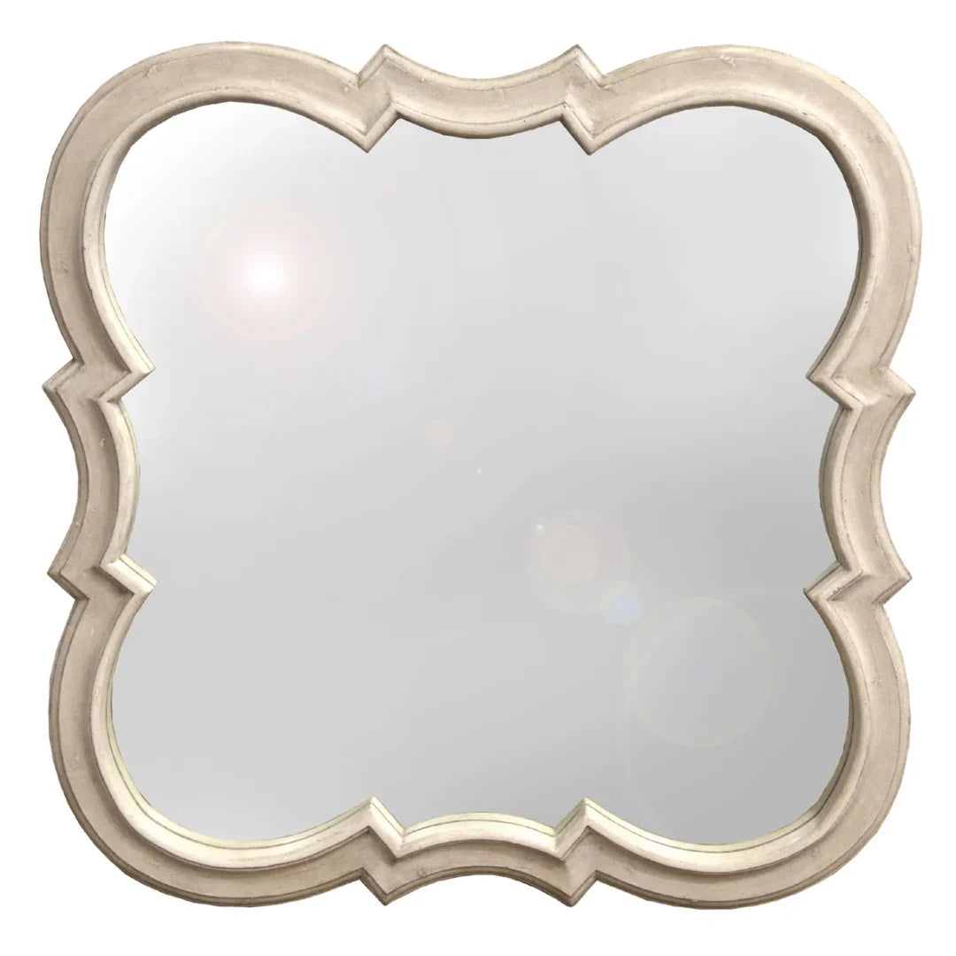 Miroir mural crème à motif de trèfle