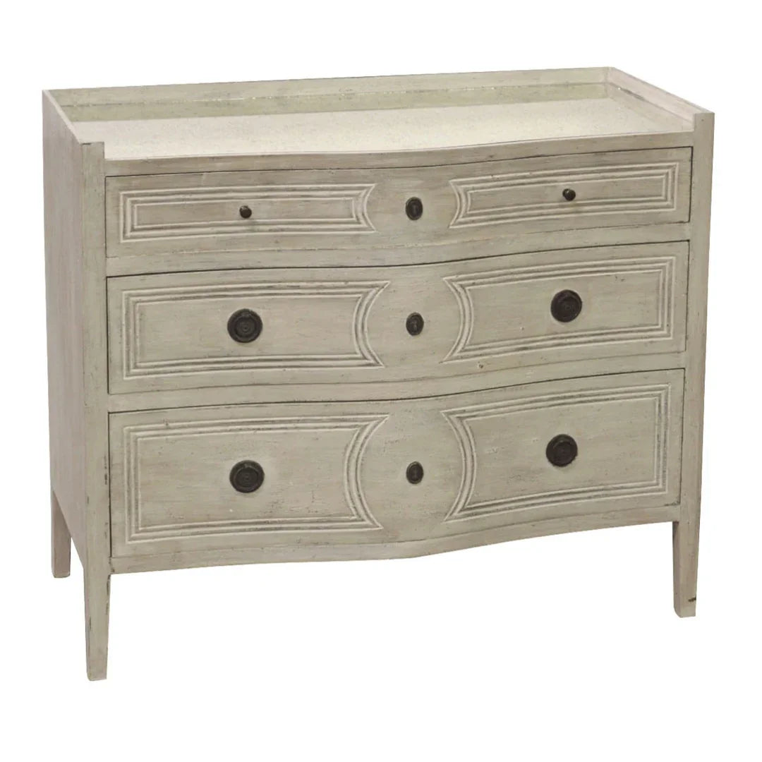 Commode à plateau miroir vieilli