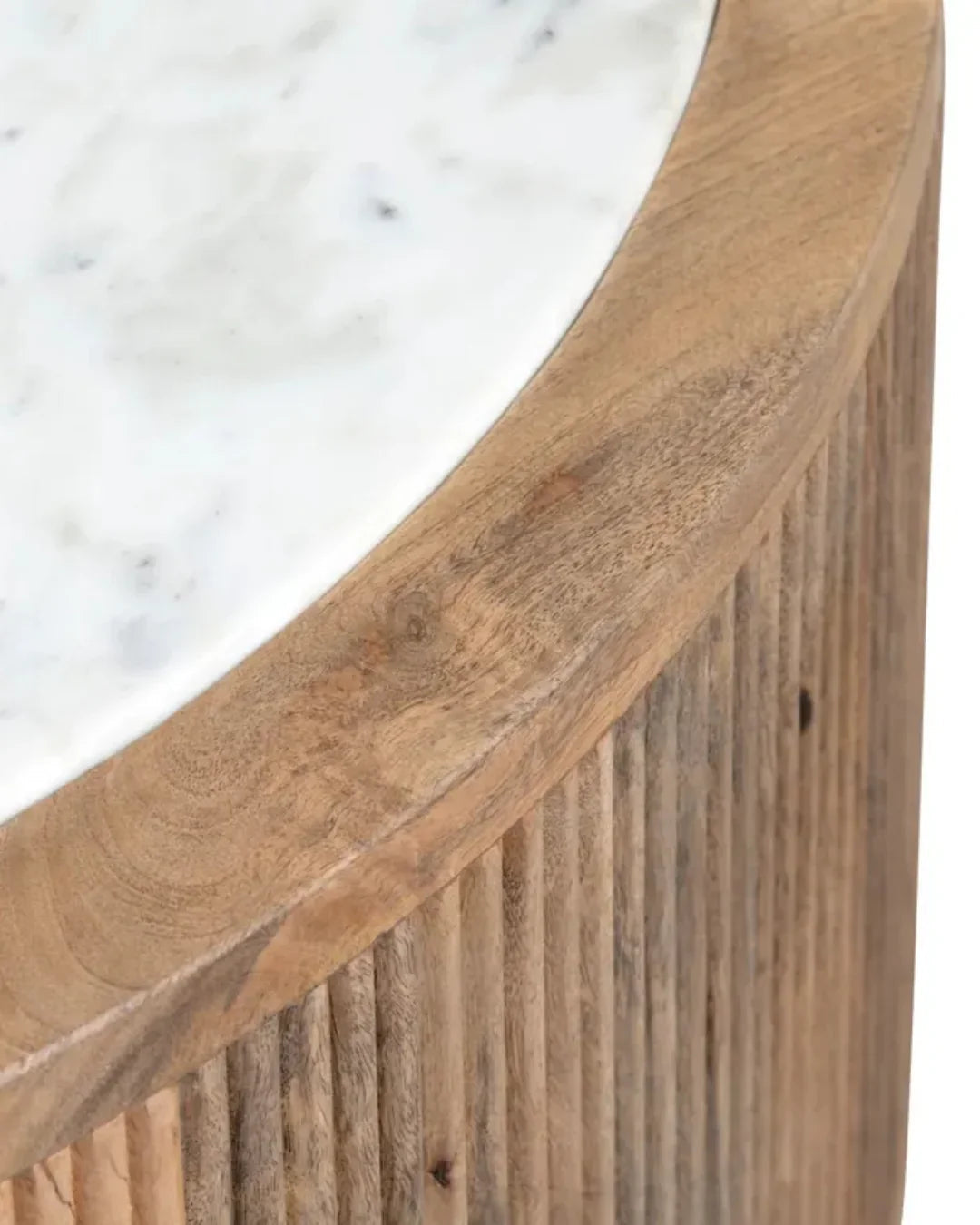 Table basse en bois de manguier avec plateau en marbre