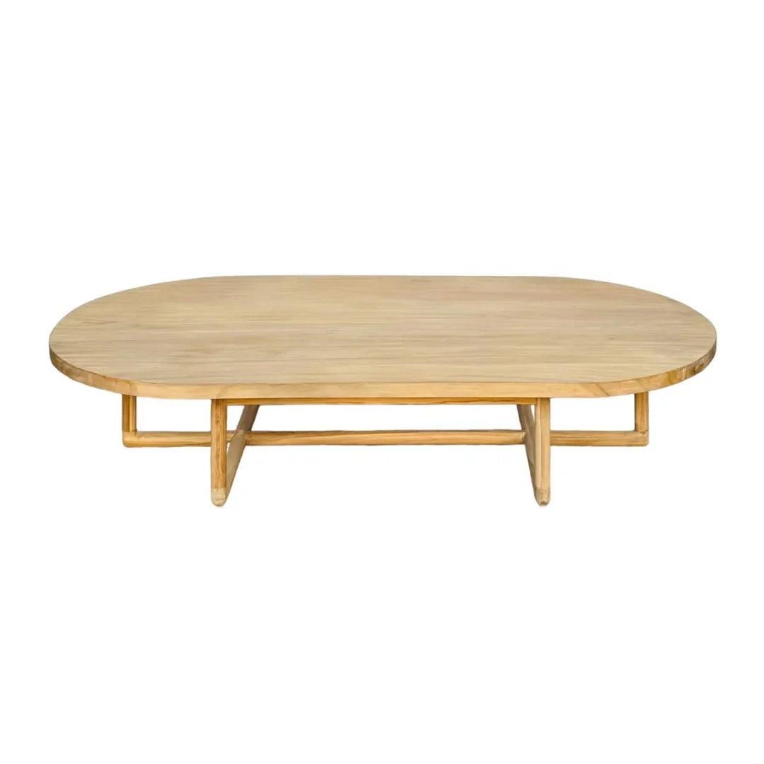 Table basse ovale en bois naturel