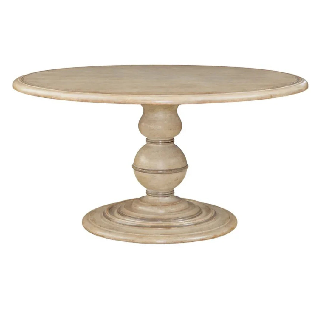 Table à piédestal Majestic French couleur crème vieillie
