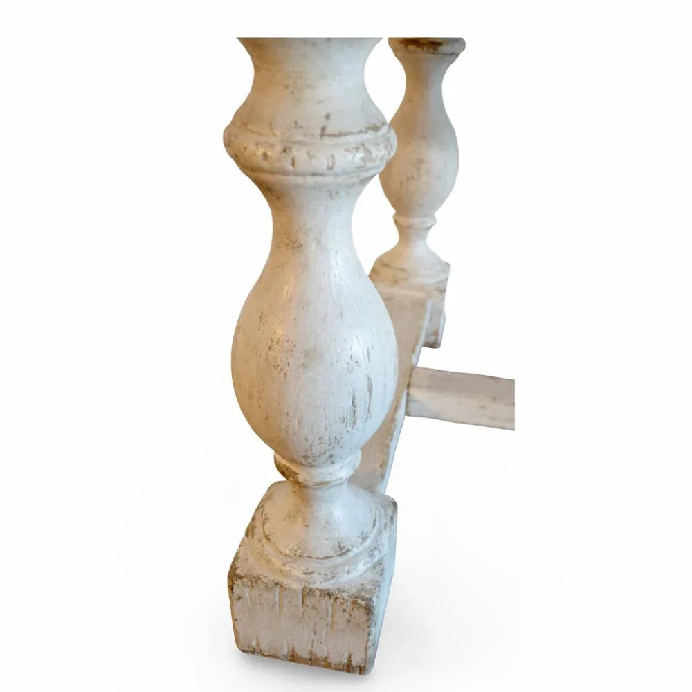 Table de salle à manger rustique blanche de style ferme