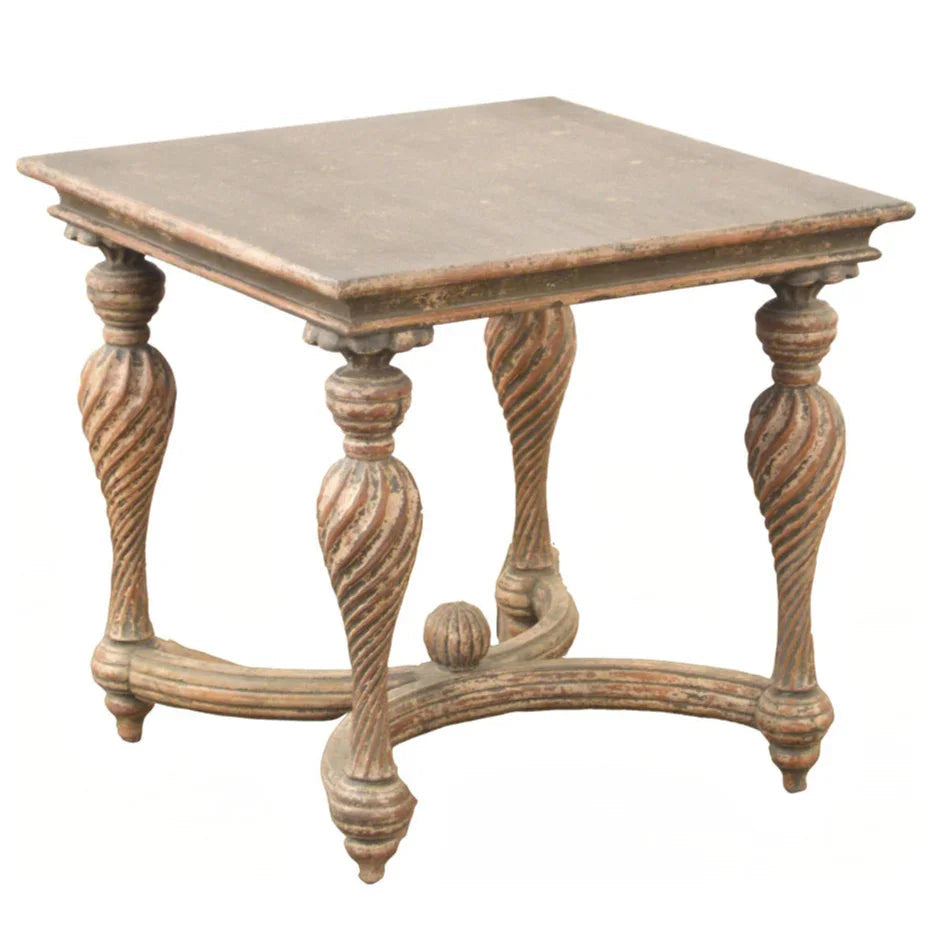 Table d'appoint Verte en bois sculpté