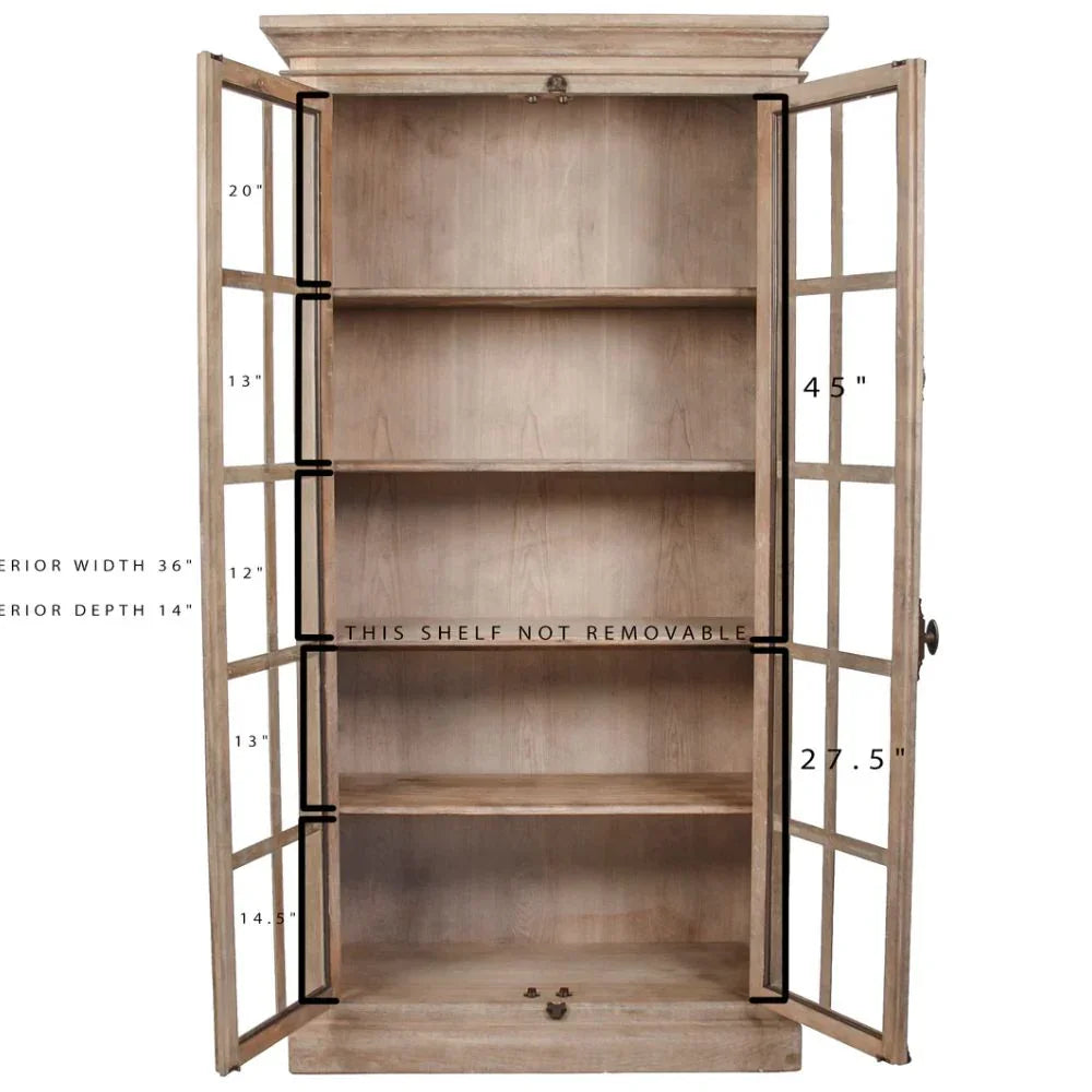 Armoire de bibliothèque en verre de Provence patiné