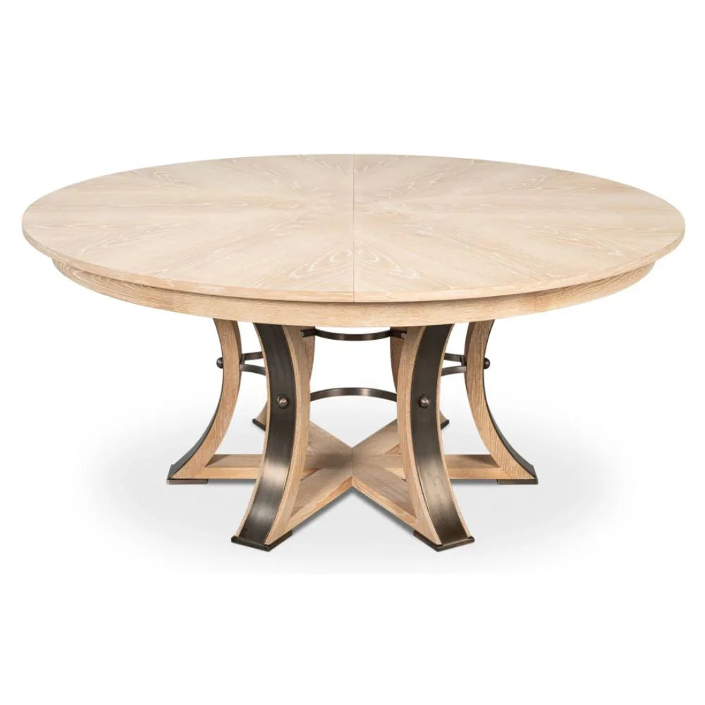 Table de salle à manger Tower Jupe en chêne blanchi