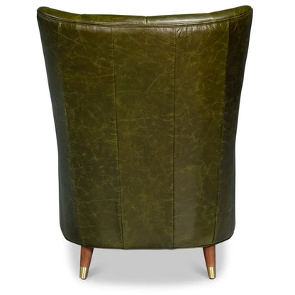 Fauteuil capitonné vert Alistair style Mid-Century