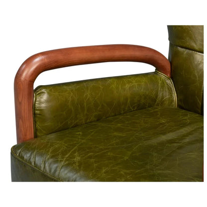 Fauteuil capitonné vert Alistair style Mid-Century