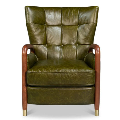 Fauteuil capitonné vert Alistair style Mid-Century