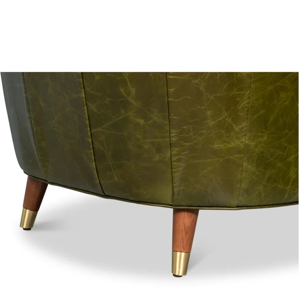 Fauteuil capitonné vert Alistair style Mid-Century