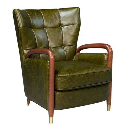 Fauteuil capitonné vert Alistair style Mid-Century