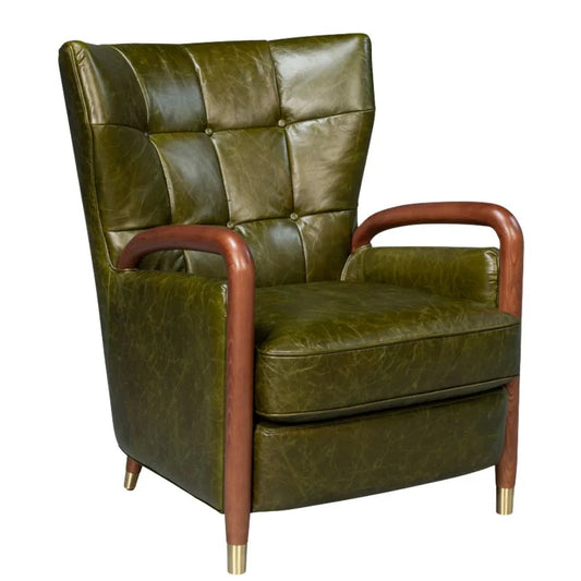 Fauteuil capitonné vert Alistair style Mid-Century