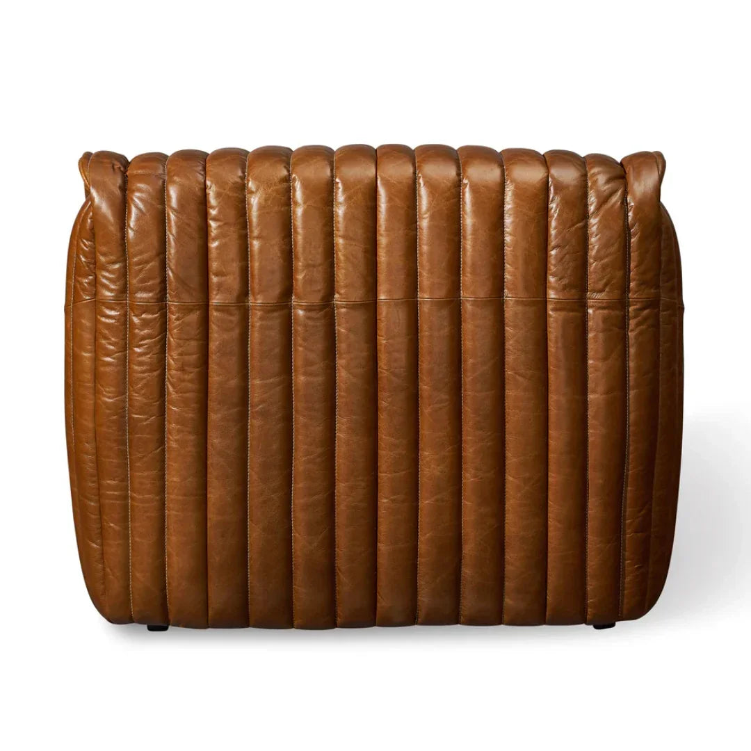 Fauteuil d'appoint en cuir capitonné vertical marron antique