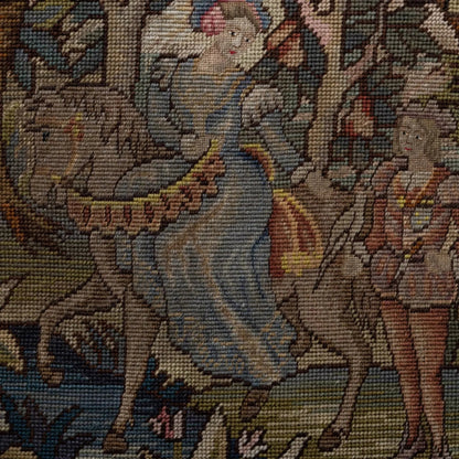 Fauteuil en tapisserie ancienne de style jardin secret, vers 1900