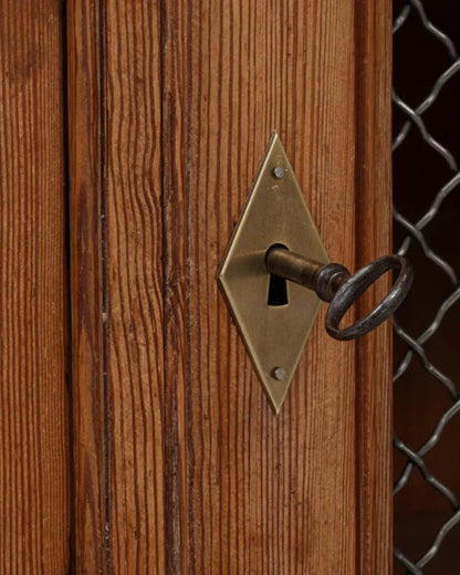 Armoire ancienne française en bois avec treillis métallique, vers 1860
