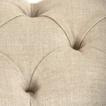 Banc capitonné en lin naturel antique