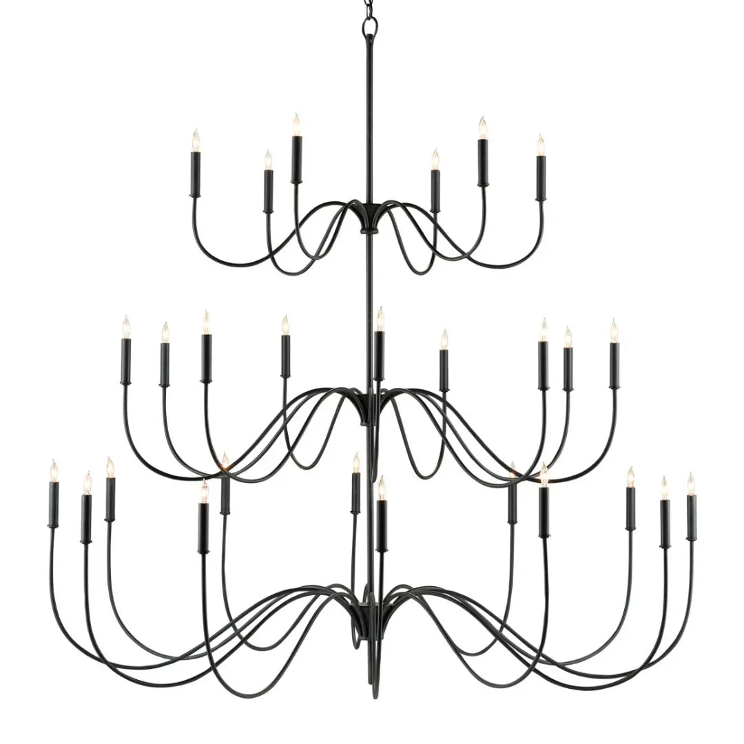 Lustre à plusieurs niveaux en fer forgé de style campagnard