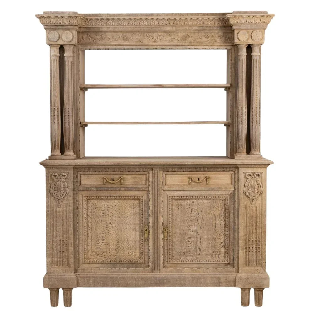 Vitrine ouverte en bois sculpté ancien, vers 1910