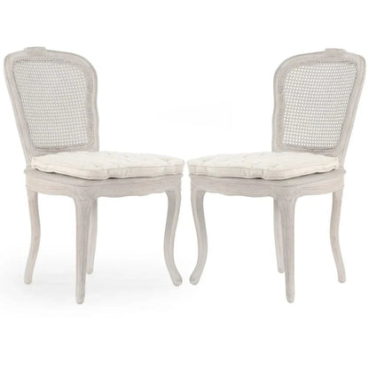 Chaise à dossier en rotin style shabby chic français