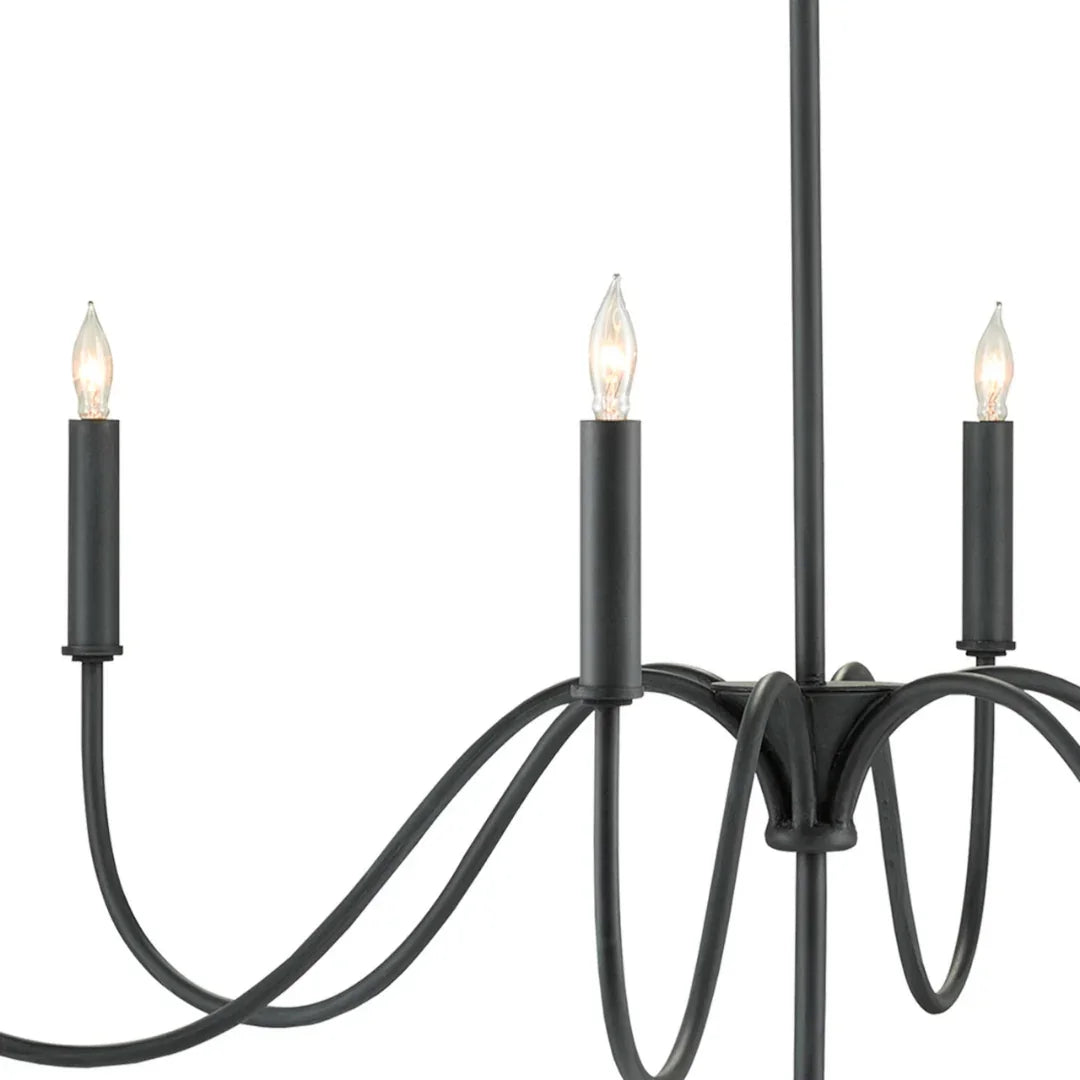 Lustre en fer noir à bras arqués