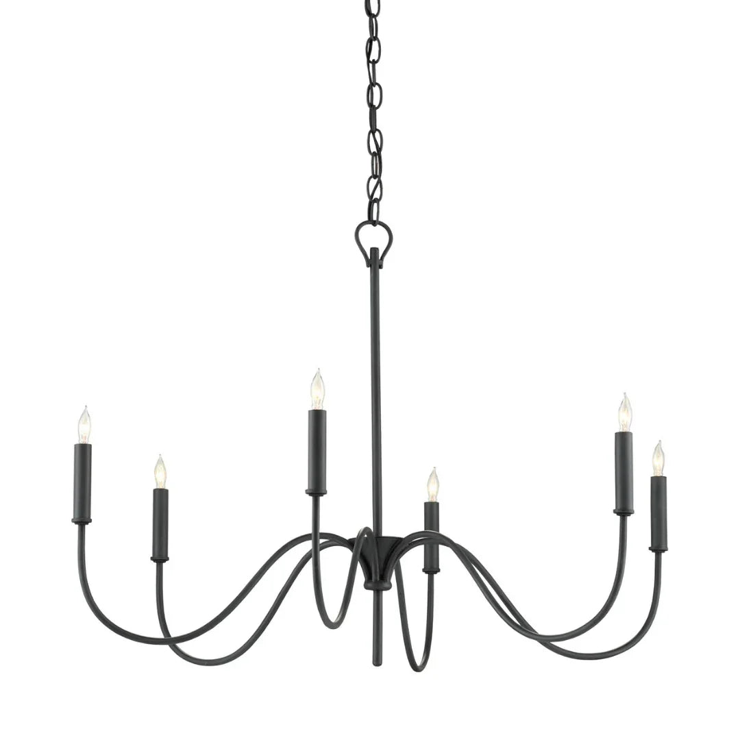 Lustre en fer noir à bras arqués