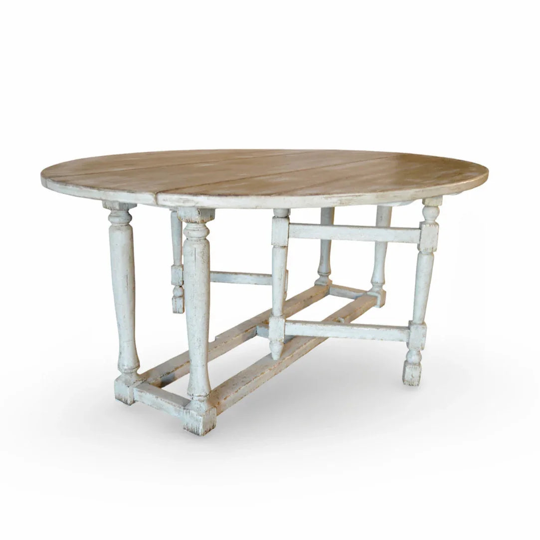 Table de salle à manger ovale rustique à abattants