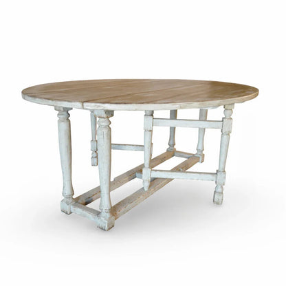 Table de salle à manger ovale rustique à abattants