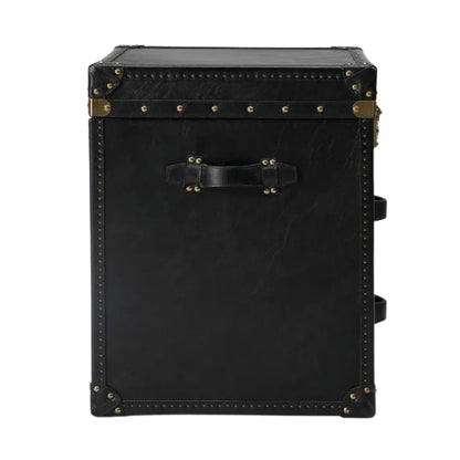 Table d'appoint coffre en métal doré noir vintage