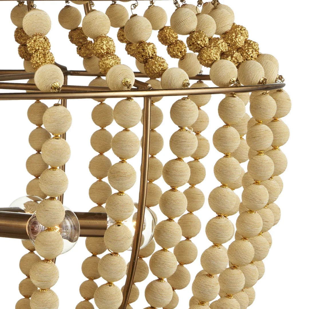 Lustre bohème en perles de bois et de bois