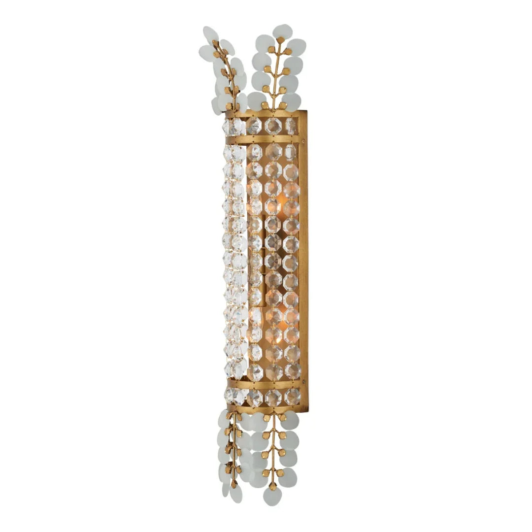 Applique murale en laiton et cristal en forme de couronne