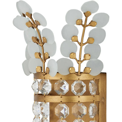 Applique murale en laiton et cristal en forme de couronne