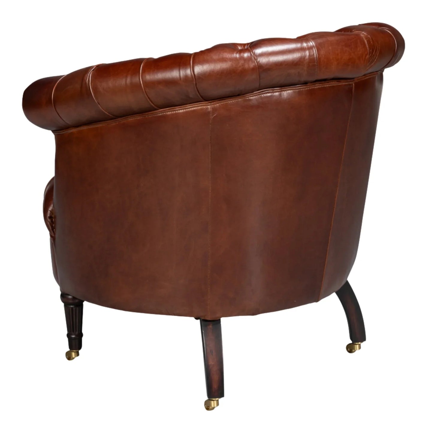Fauteuil Chesterfield classique marron en cuir tonneau