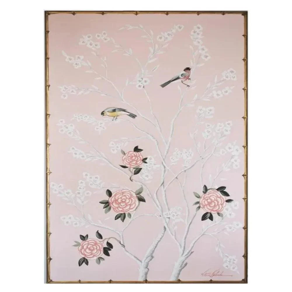 Décoration murale en faux bambou rose