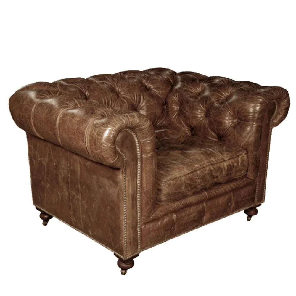 Fauteuil d'appoint en cuir capitonné Cigar Cabriolet