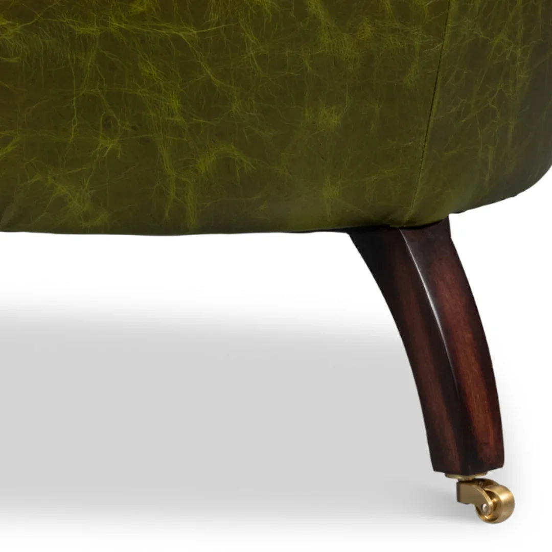 Fauteuil Chesterfield en cuir vert