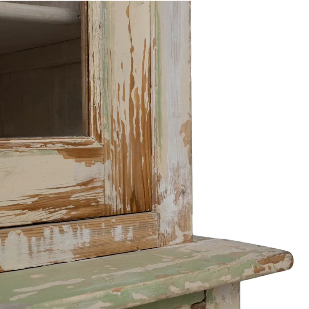 Vitrine cintrée de style campagnard français patiné, vers 1900