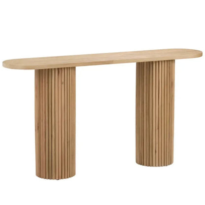 Console en bois à piédestal cannelé de style transitionnel