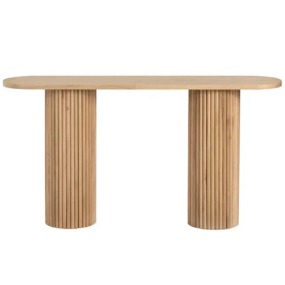 Console en bois à piédestal cannelé de style transitionnel