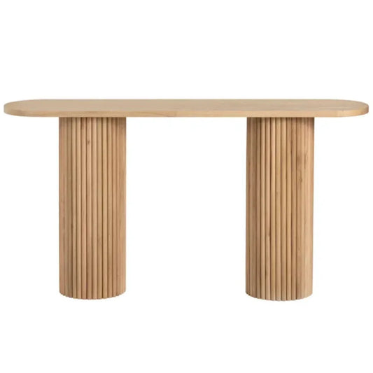 Console en bois à piédestal cannelé de style transitionnel