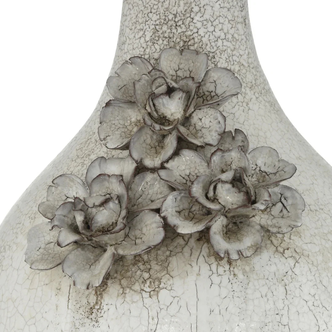 Lampe en céramique à motif floral craquelé