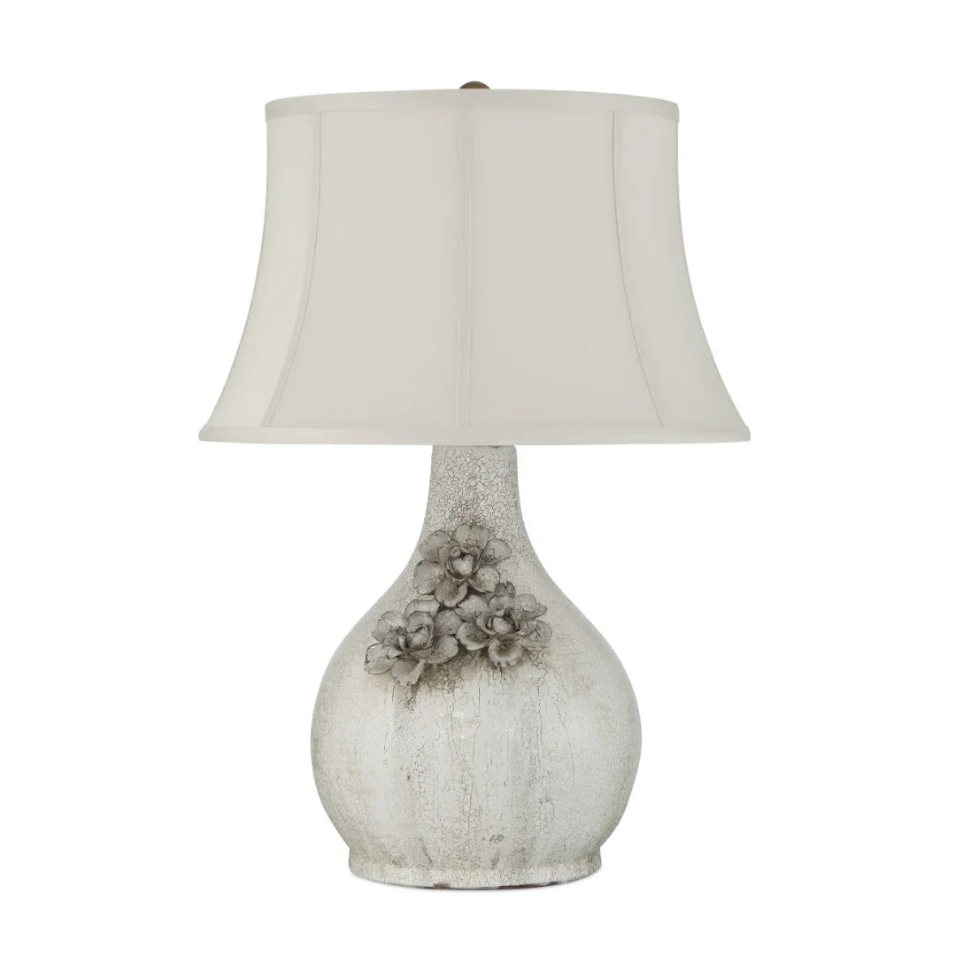Lampe en céramique à motif floral craquelé