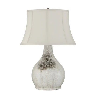 Lampe en céramique à motif floral craquelé