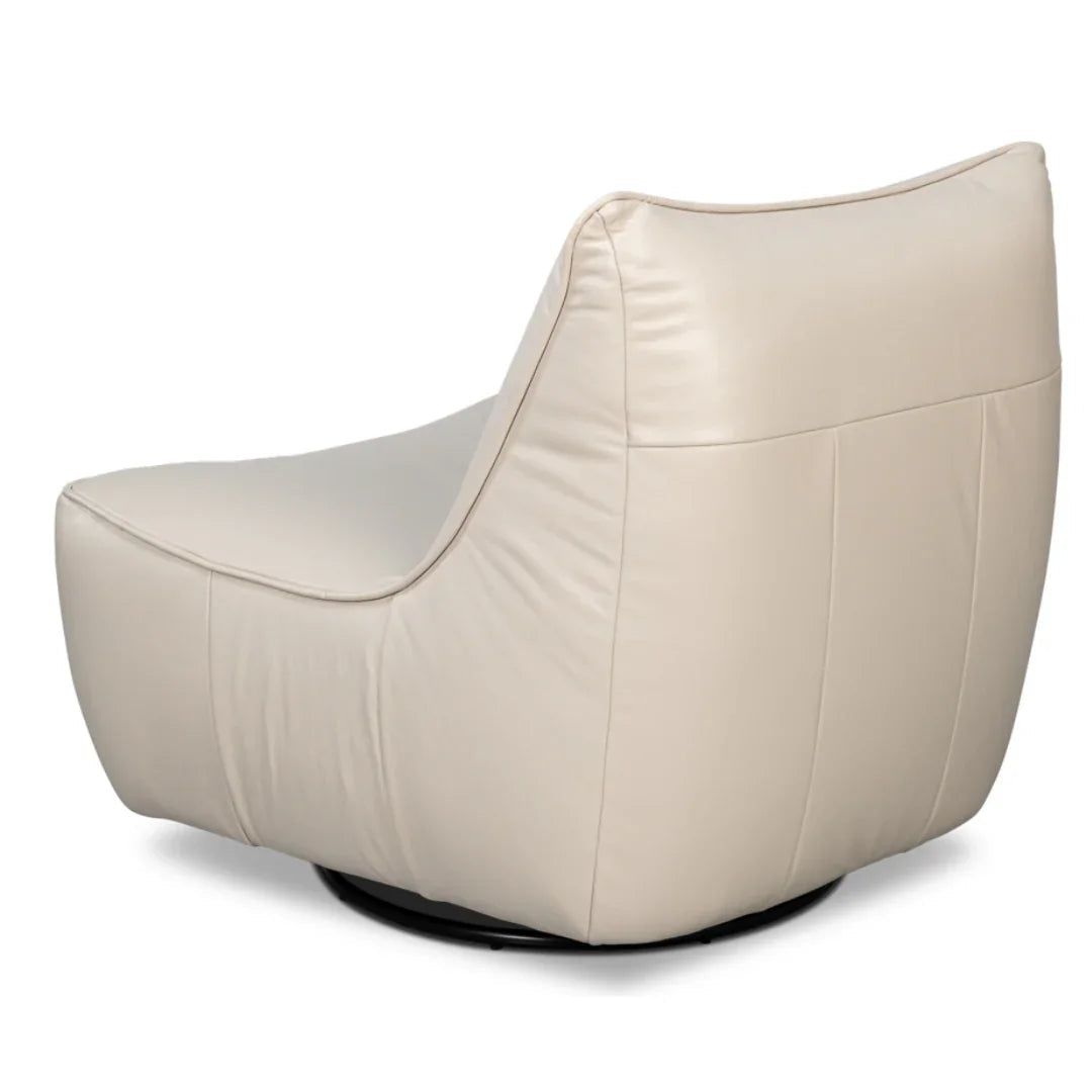Fauteuil pivotant moderne en cuir blanc