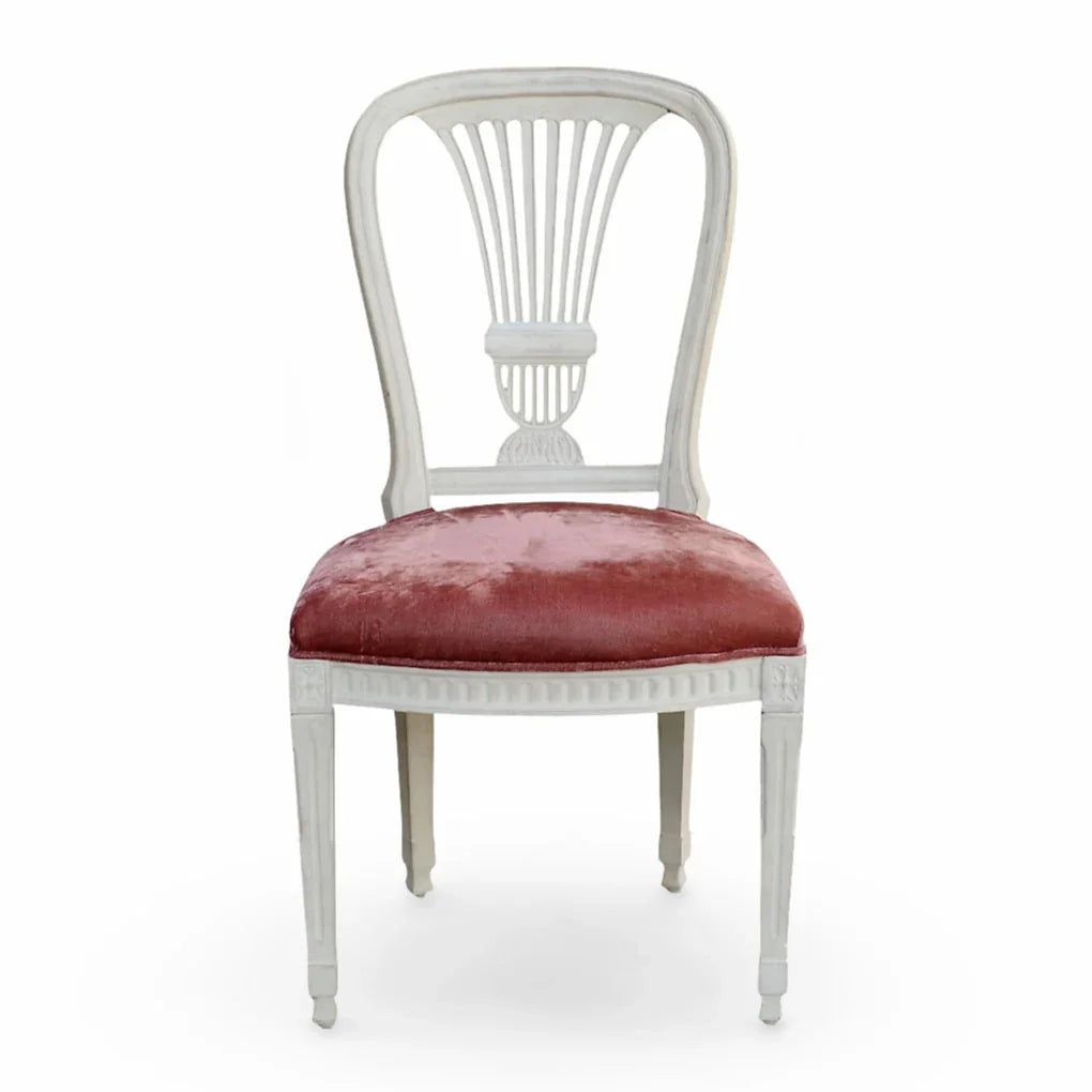 Chaise d'appoint romantique à dossier éventail