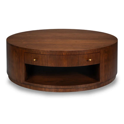 Table basse ronde en noyer foncé
