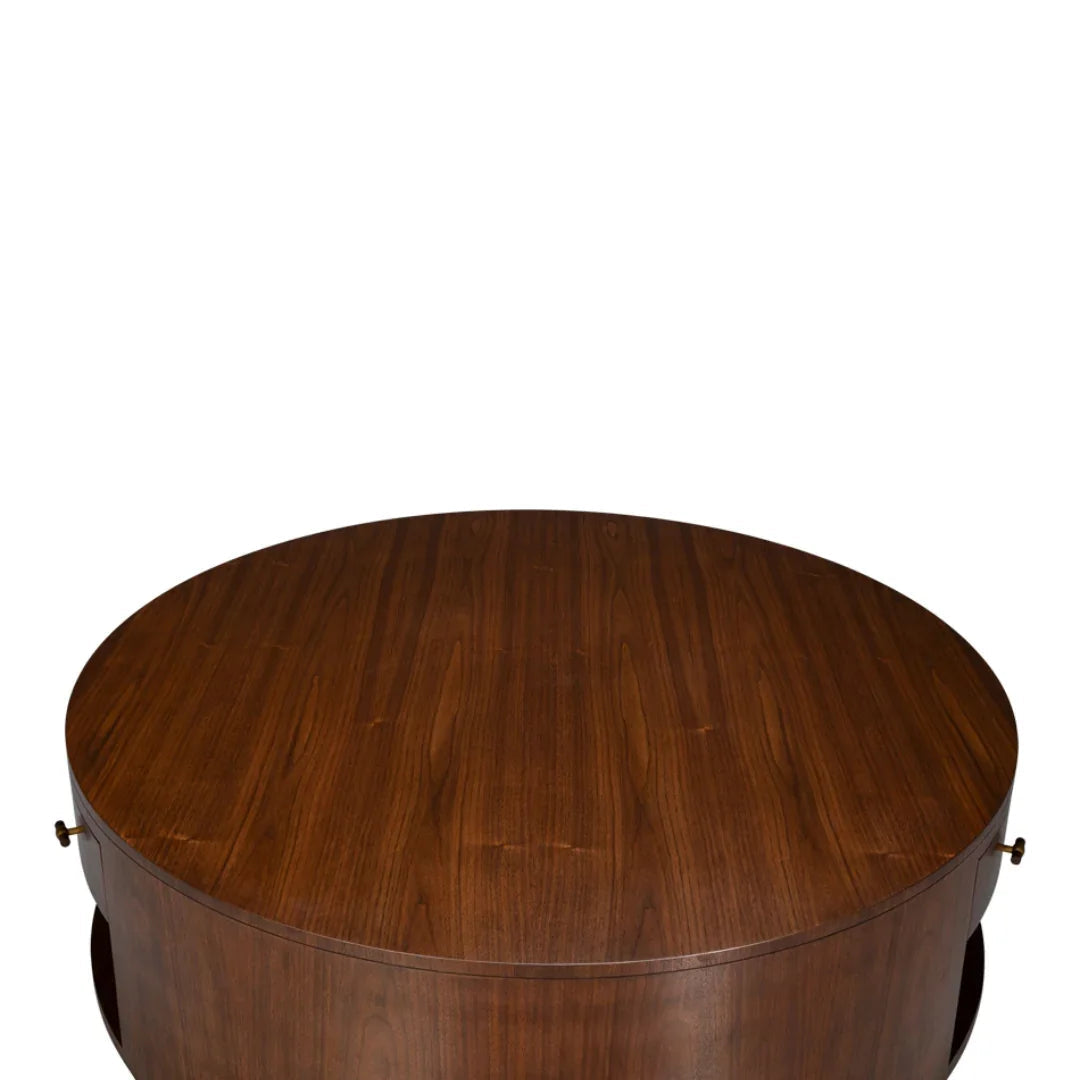 Table basse ronde en noyer foncé