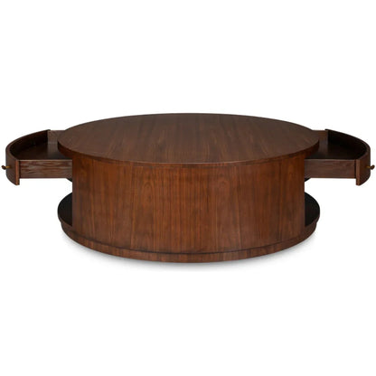 Table basse ronde en noyer foncé